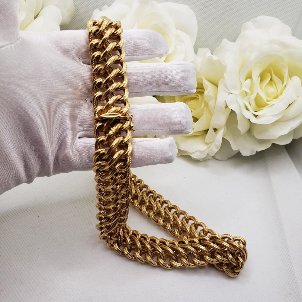 14K Solid Yellow Gold Italian Design Chain Necklace Width19mm- Weight: 51gr